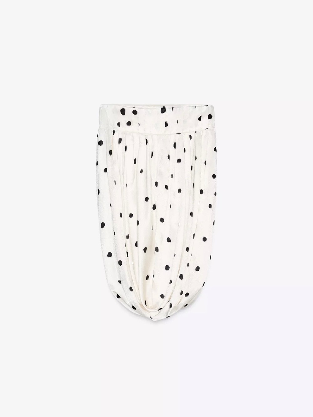 Zara White Midi Skirt with Black Polka Dots